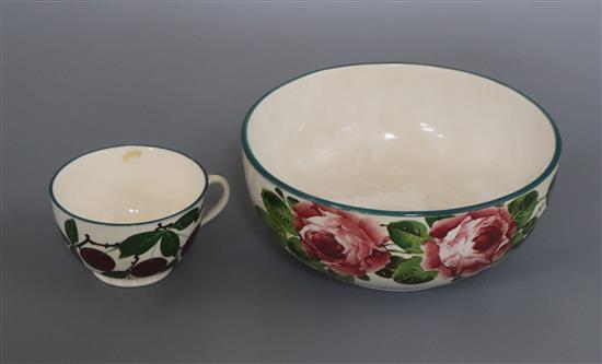 A Wemyss bowl and cup bowl diameter 19cm